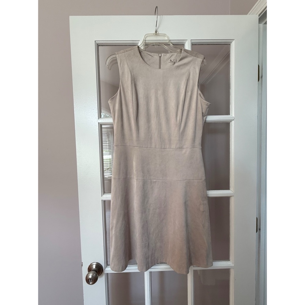 Lila Rose Beige Sleeveless Faux Suede Dress